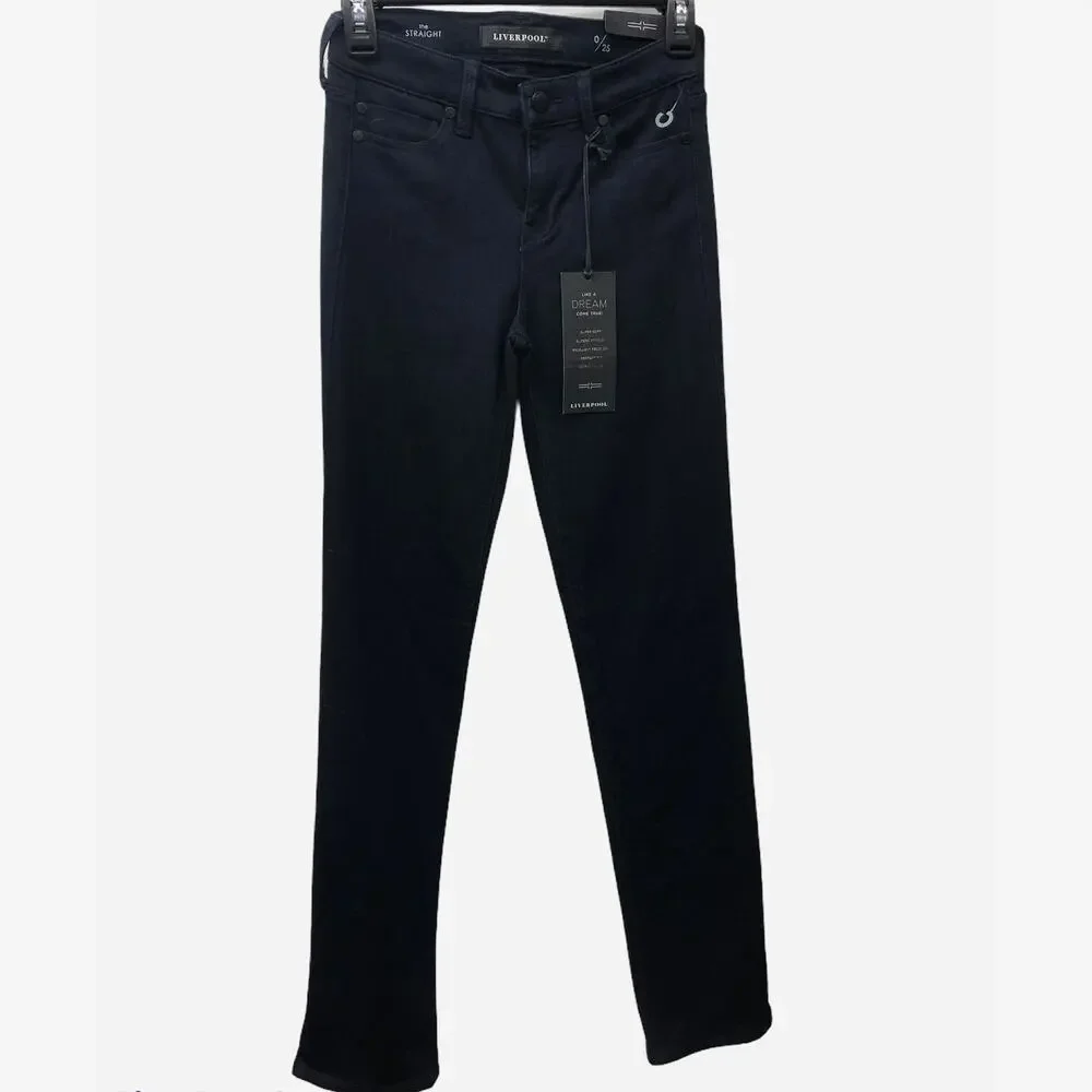 Liverpool Jeans Sadie Straight Indigo Rinse Dark Blue 0 25 Women's Denim Jeans